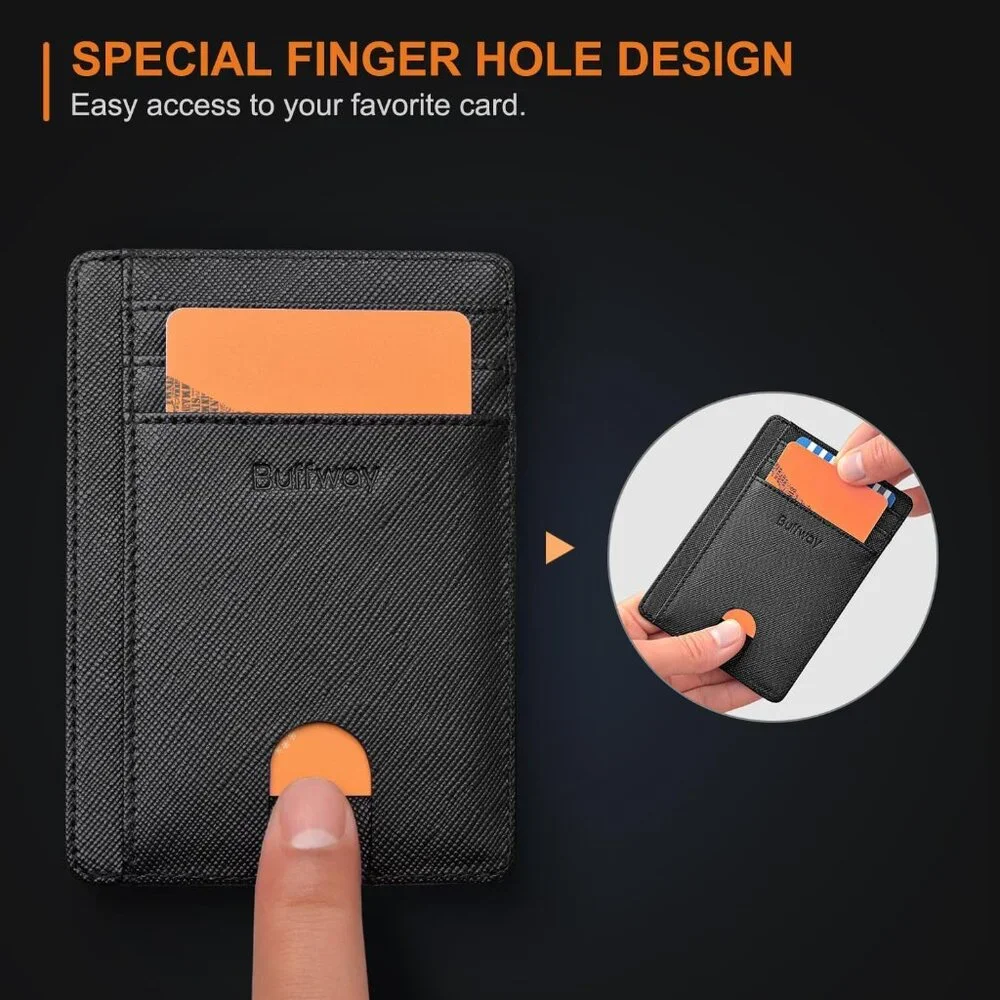 Slim Minimalist Front Pocket RFID Blocking Leather Wallets for Men